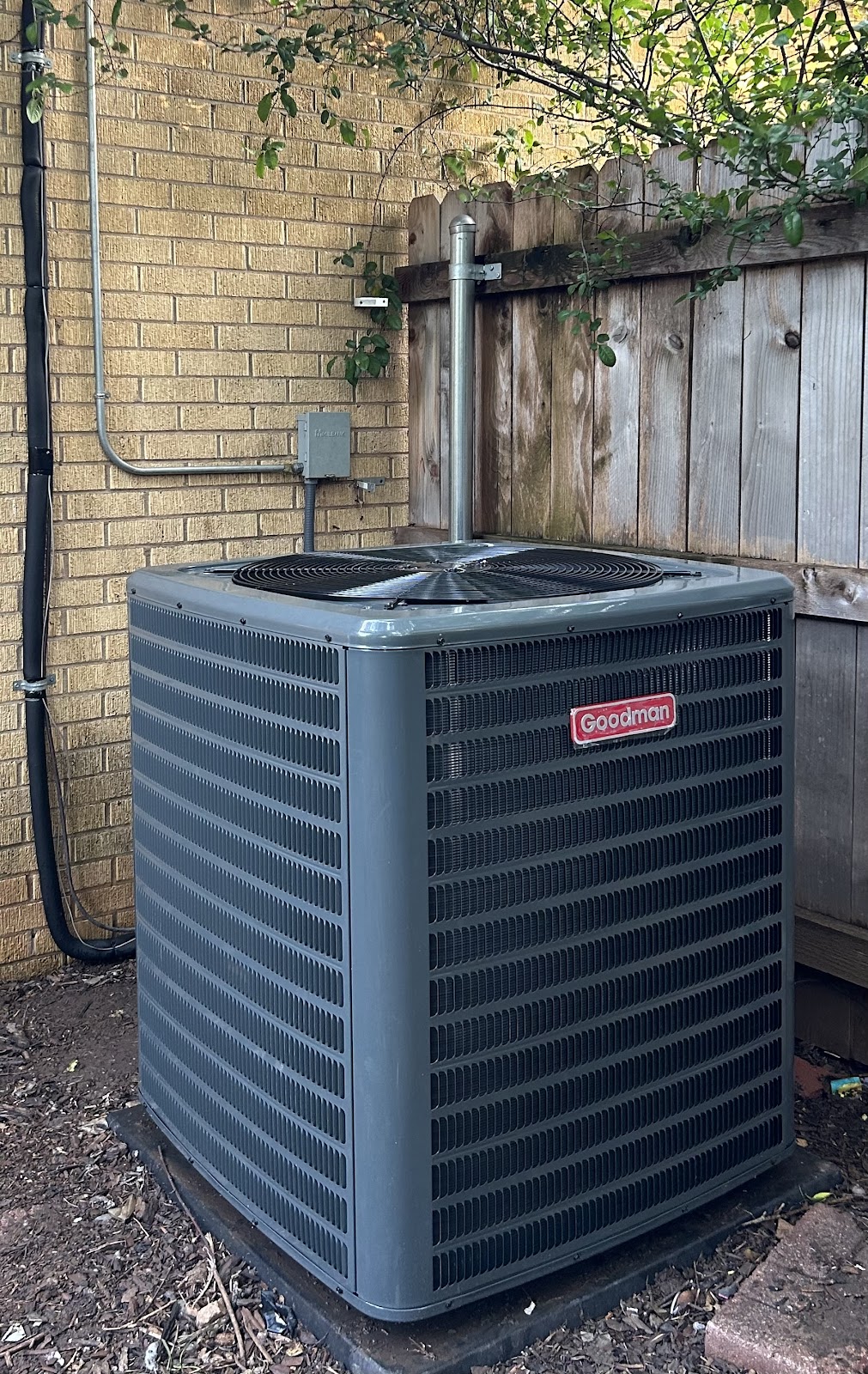 Goodman condensing unit replacement on fresh pad